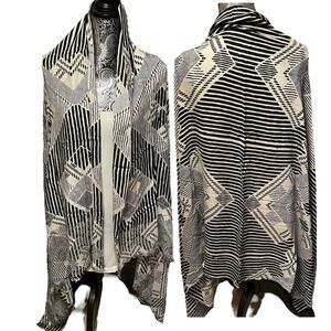 Marc‎ by Marc Jacobs Black beige Geometric Print Scarf Wrap Shawl MOOO2869